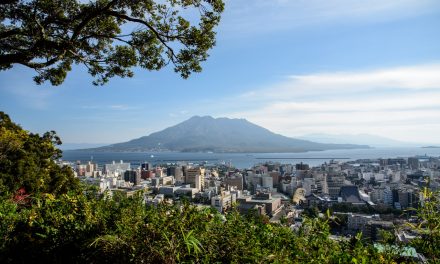 View Sakurajima from the ending place of the last civil war between Samurai and heroes