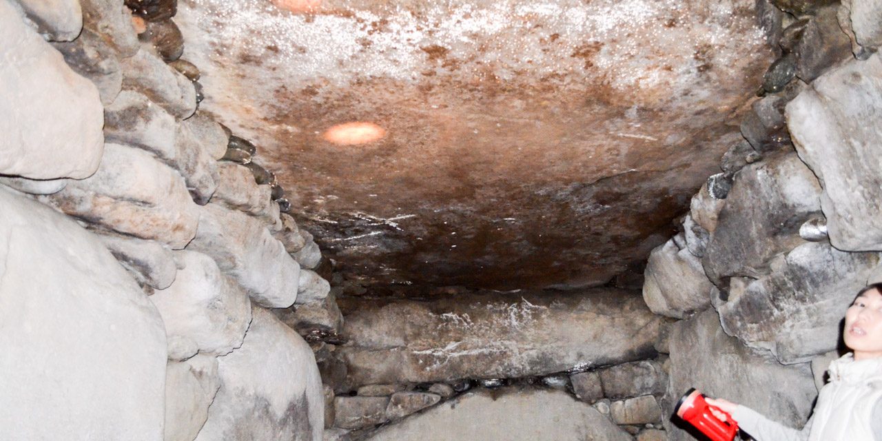 Burial mound made with gigantic stones weighing 55 tons about 1,400 years ago