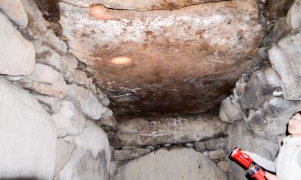 Burial mound made with gigantic stones weighing 55 tons about 1,400 years ago